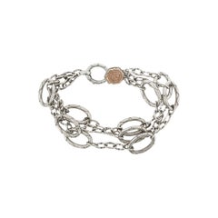 Pulsera TACORI de plata 925 y oro de 18 quilates con cadena de eslabones ovalados de tres hilos, talla 7"