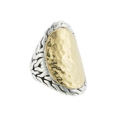 JOHN HARDY 925 Sterling Silver & 22K Gold Palu Saddle Ring Size 7