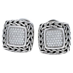 Pendientes de cadena clásicos con diamantes de JOHN HARDY, en plata 925 y oro de 18 quilates