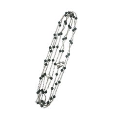 DAVID YURMAN Sterling Silver Bijoux 4.3 mm Black Onyx Beads Chain Necklace 60"
