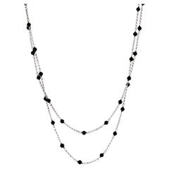DAVID YURMAN Sterling Silver Bijoux 4.3 mm Black Onyx Beads Chain Necklace 60"