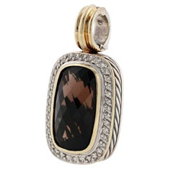 DAVID YURMAN 925 Sterling Silver 18K Gold Diamond Smokey Topaz Albion Pendant