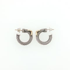 Pendientes de aro «X Cable» de David Yurman en plata 925 y oro de 14 quilates