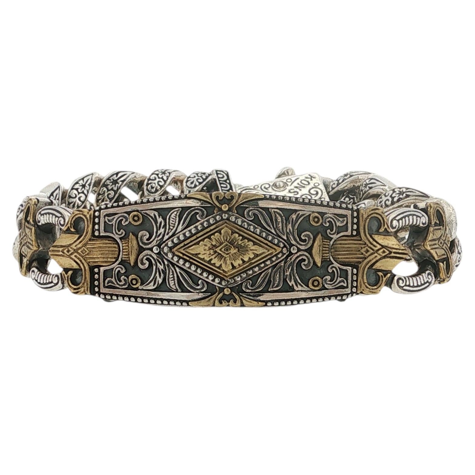 Pre-owned Konstantino 925 Sterling Silver & Bronze Myrmidones Bracelet Size 7.5" In Multiple