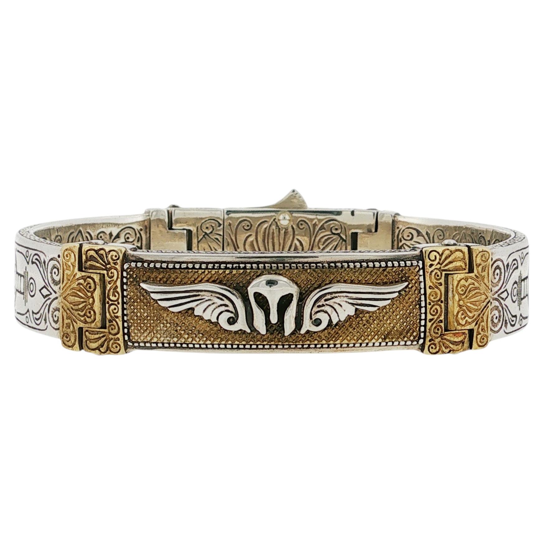 Pre-owned Konstantino 925 Sterling Silver & Bronze Myrmidones Bracelet Size 7.5" In Multiple