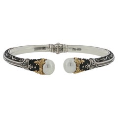 Bracelet rigide Konstantino en argent sterling 925 et or 18 carats, avec perle de culture « Nemesis », 7"