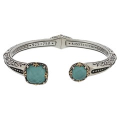 Konstantino, brazalete de plata de ley 925 con oro de 18 quilates, modelo Gen K 2, con aguamarina triplete, 6,5"
