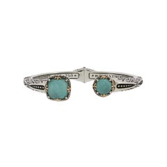 Konstantino, brazalete de plata de ley 925 con oro de 18 quilates, modelo Gen K 2, con aguamarina triplete, 6,5"
