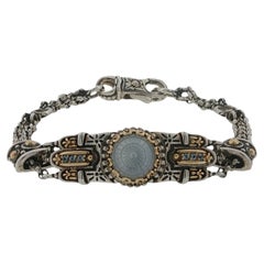 Konstantino 925 Silver 18K Gold Dome Mother of Pearl Doublet Bracelet Size 7.25"