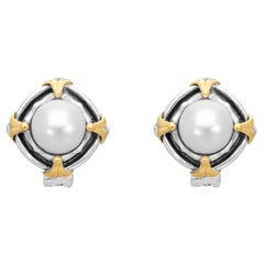 Konstantino 925 Sterling Silver & 18K Yellow Gold Kleos Cultured Pearl Earrings