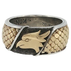 KONSTANTINO 925 Sterling Silver 18K Gold Heonos Eagle Hinged Band Ring Size 11