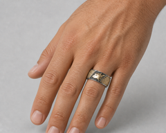 KONSTANTINO 925 Sterling Silver 18K Gold Heonos Eagle Hinged Band Ring Size 11