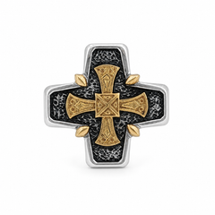 KONSTANTINO 925 Sterling Silver & 18K Gold Starvros Cross Ring Size 10