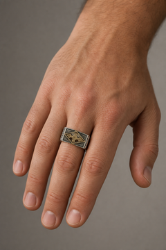 KONSTANTINO Stavros-Ring aus 925er Sterlingsilber und 18-karätigem Gold, Größe 10