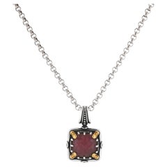 KONSTANTINO 925 Sterling Silver 18K Gold Gem K Ruby Doublet Pendant Necklace 18"