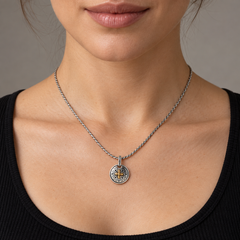 KONSTANTINO 925 Sterling Silver 18K Gold Dome Cross Pendant Necklace Size 18"
