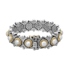 Braccialetto Konstantino in argento 925 con perle Clas placcato oro 18 carati, misura 6,5"