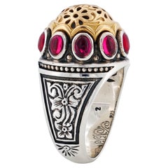 Anello KONSTANTINO in argento sterling 925 e oro 18 carati con corindone a cupola, misura 7,5