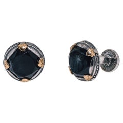 KONSTANTINO - Gemelli in argento sterling 925 con doppio occhio di falco e oro 18 carati, con motivo di Efesto