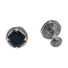KONSTANTINO - Gemelli in argento sterling 925 con doppio occhio di falco e oro 18 carati, con motivo di Efesto