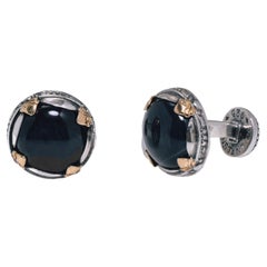 KONSTANTINO - Gemelli in argento sterling 925 con doppio occhio di falco e oro 18 carati, con motivo di Efesto