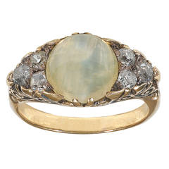 Antique Cat’s Eye Chrysoberyl Diamond Gold Ring