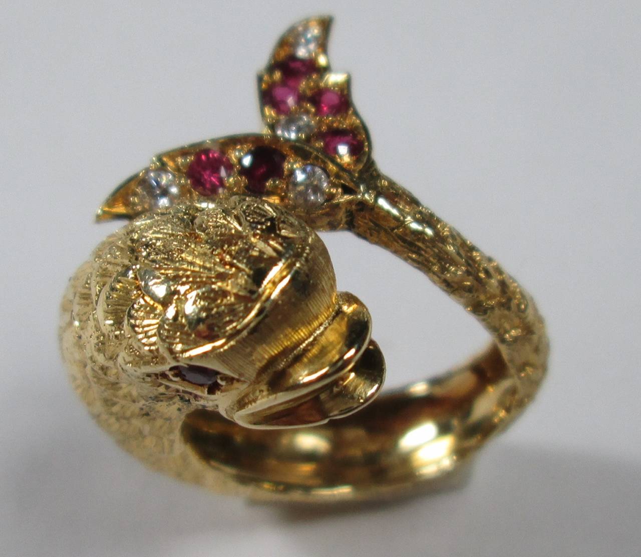 Women's Ruby Diamond Gold Dolphin Ring
