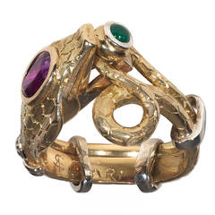Ruby Emerald Diamond Snake Ring