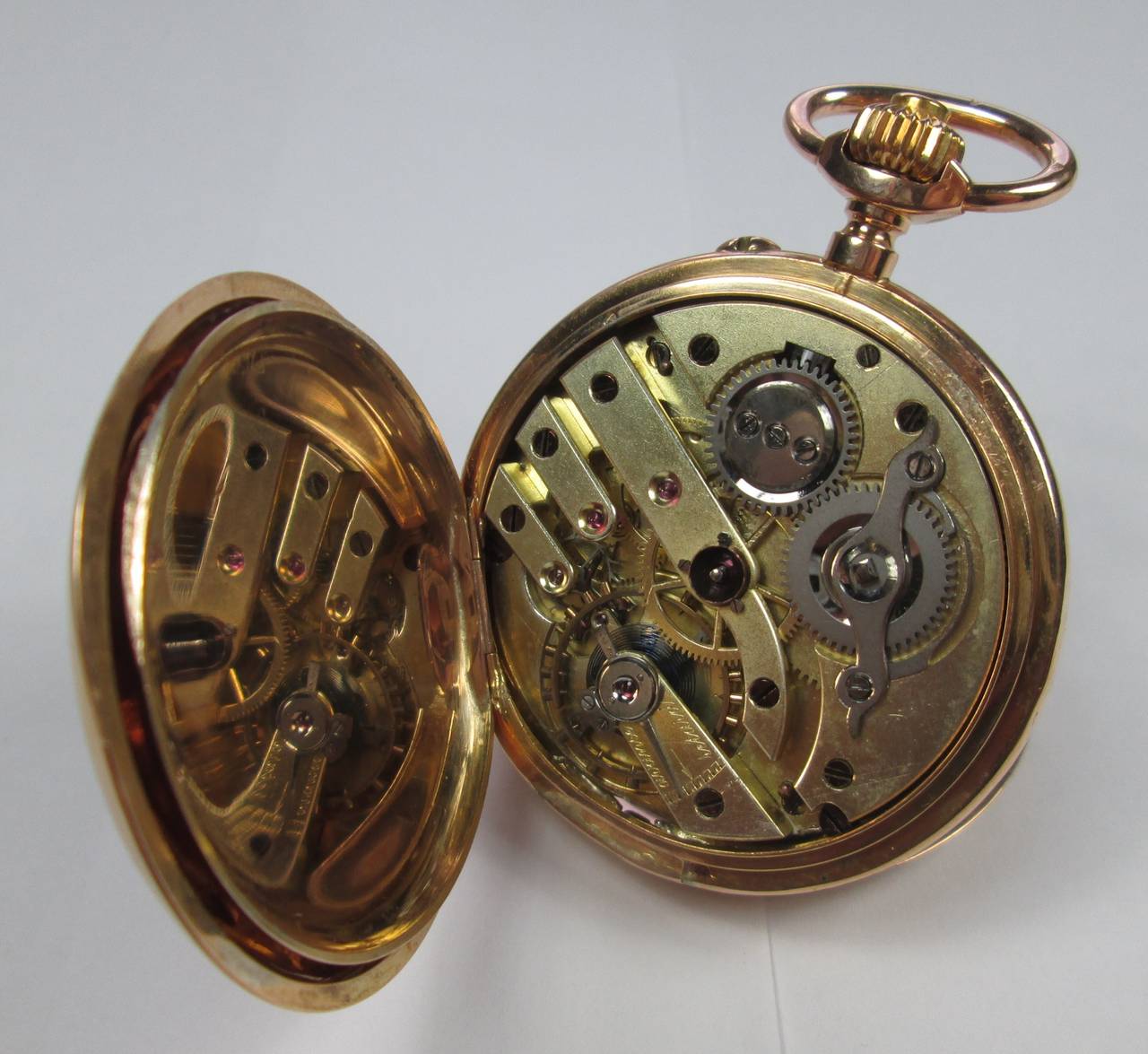Swiss Rose Gold Keyless Wind Full Hunter Pocket Watch circa 1890s