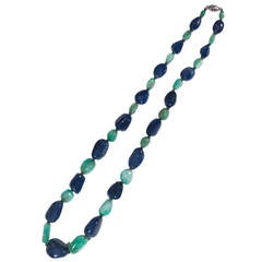 Emerald and Sapphire Nugget Necklace