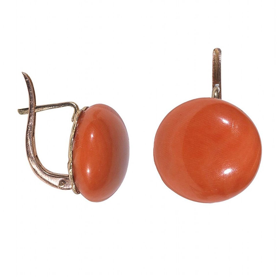 Coral Gold Button Earrings