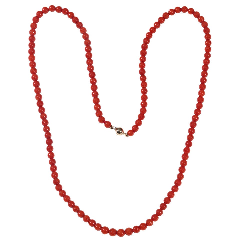 6mm Coral Bead Necklace