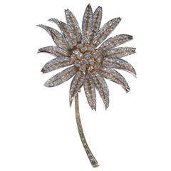 Diamond Gold Platinum Flower Brooch Pendant Diamond Gold Platinum Flower Brooch Pendant