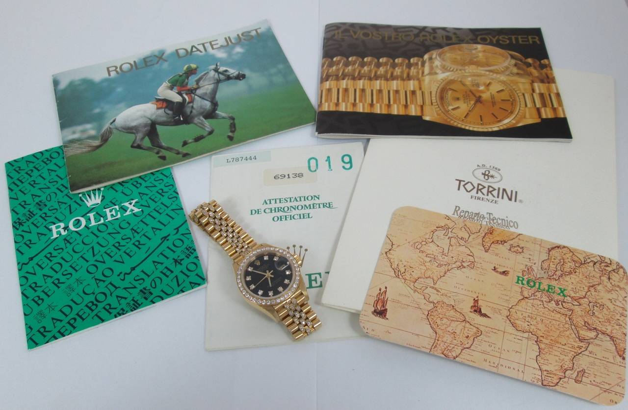 Women's Rolex Lady's Gold and Diamond Set Automatic Wristwatch Ref 69138 1991