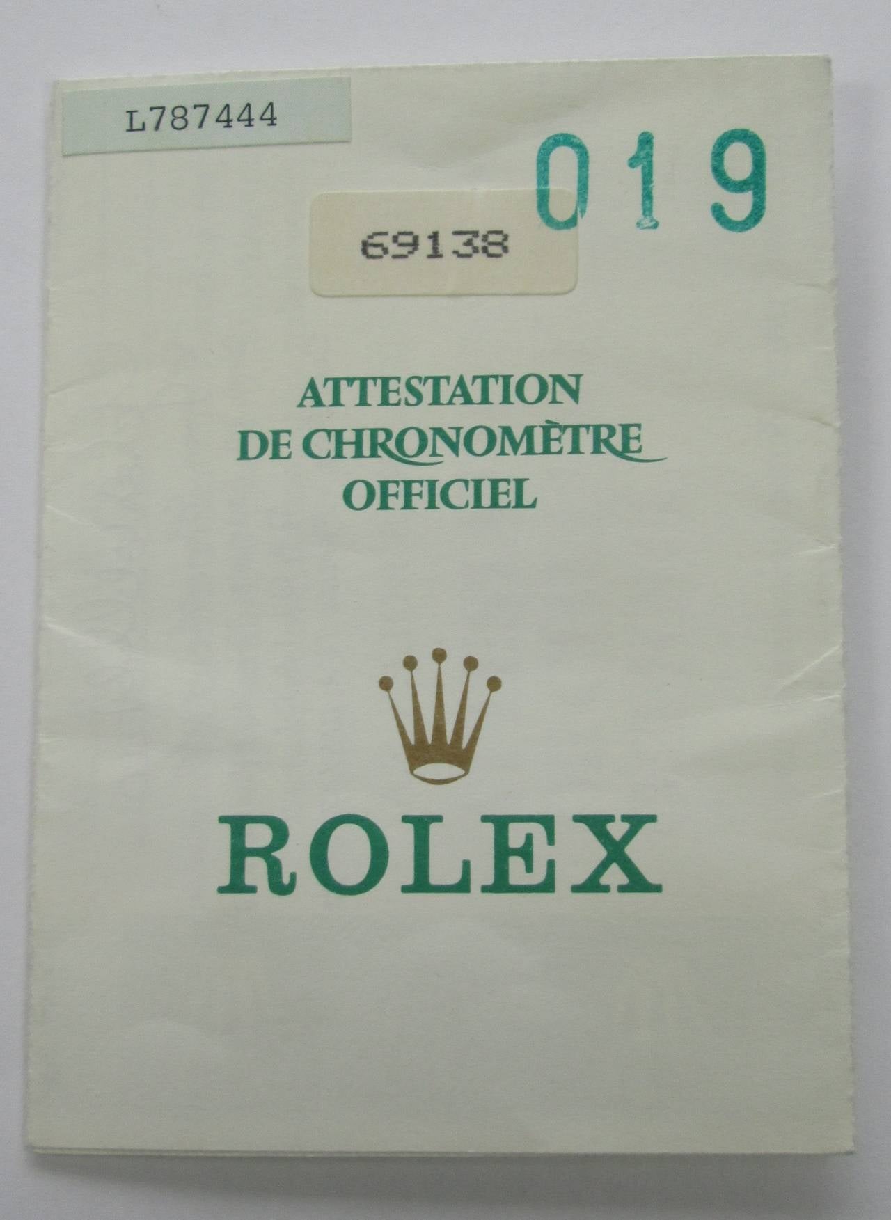 Rolex Lady's Gold and Diamond Set Automatic Wristwatch Ref 69138 1991 2