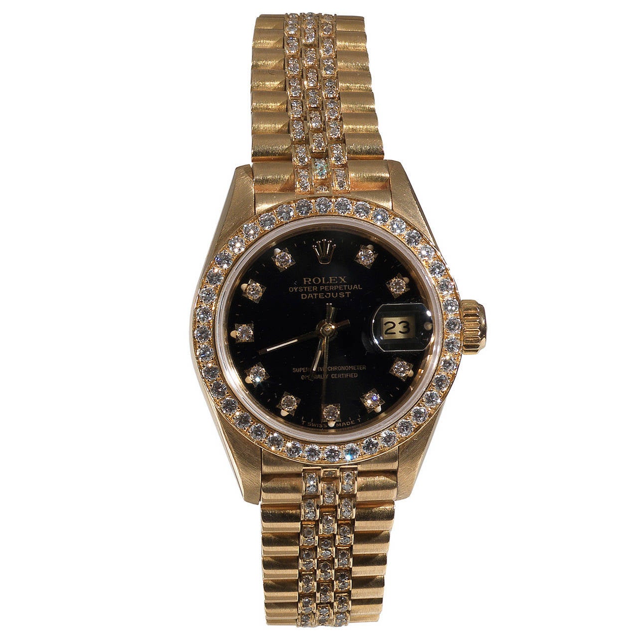 Rolex Lady
s Gold and Diamond Set Automatic Wristwatch Ref 69138 1991