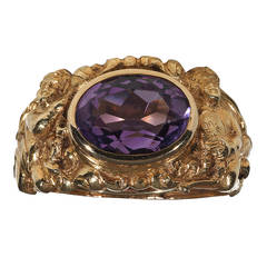 Antique Amethyst Gold Bishop Ring