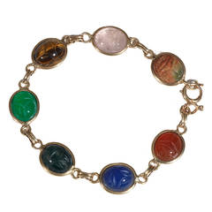 Multi colored Stone Scarab Bracelet