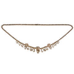 Victorian Pearl Gold Flower Fringe Necklace