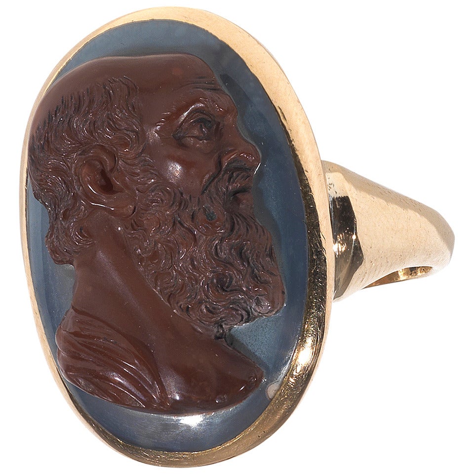 Georgian Agate Cameo Ring of Socrates