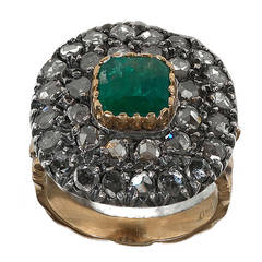 Emerald Diamond Cluster Ring