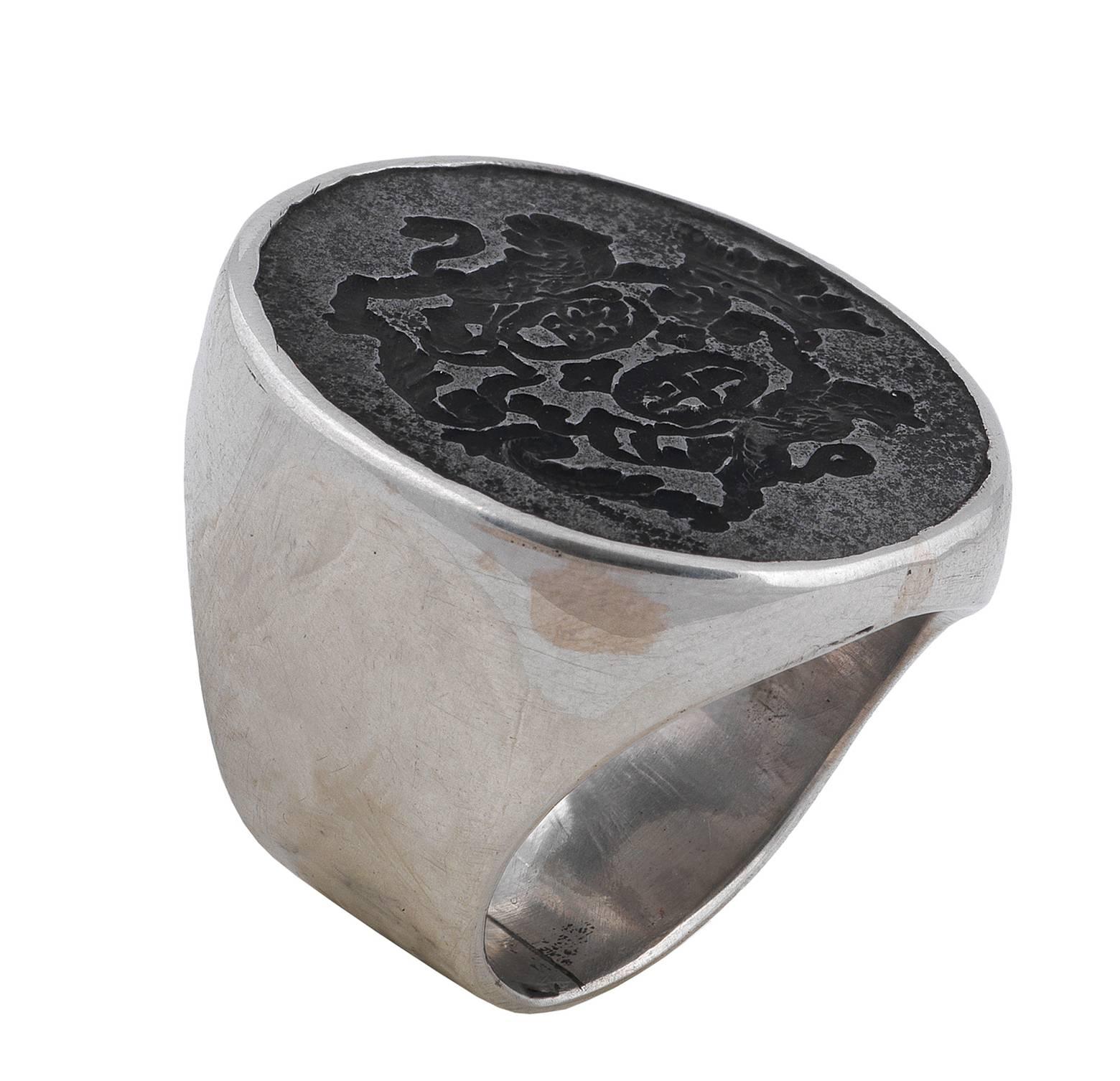 18th Century English Silver Crest Ring