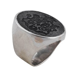 Antique 18th Century English Silver Crest Ring