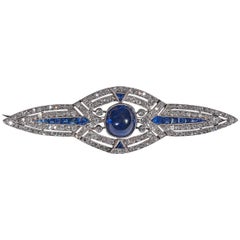 Art Deco French Sapphire Diamond Gold Brooch Art Deco French Sapphire Diamond Gold Brooch