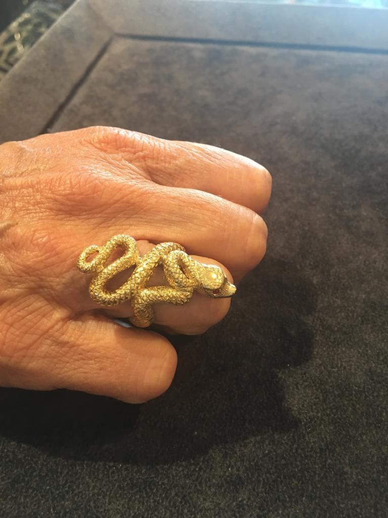 Rubies and 18 Karat Gold Snake Ring 1