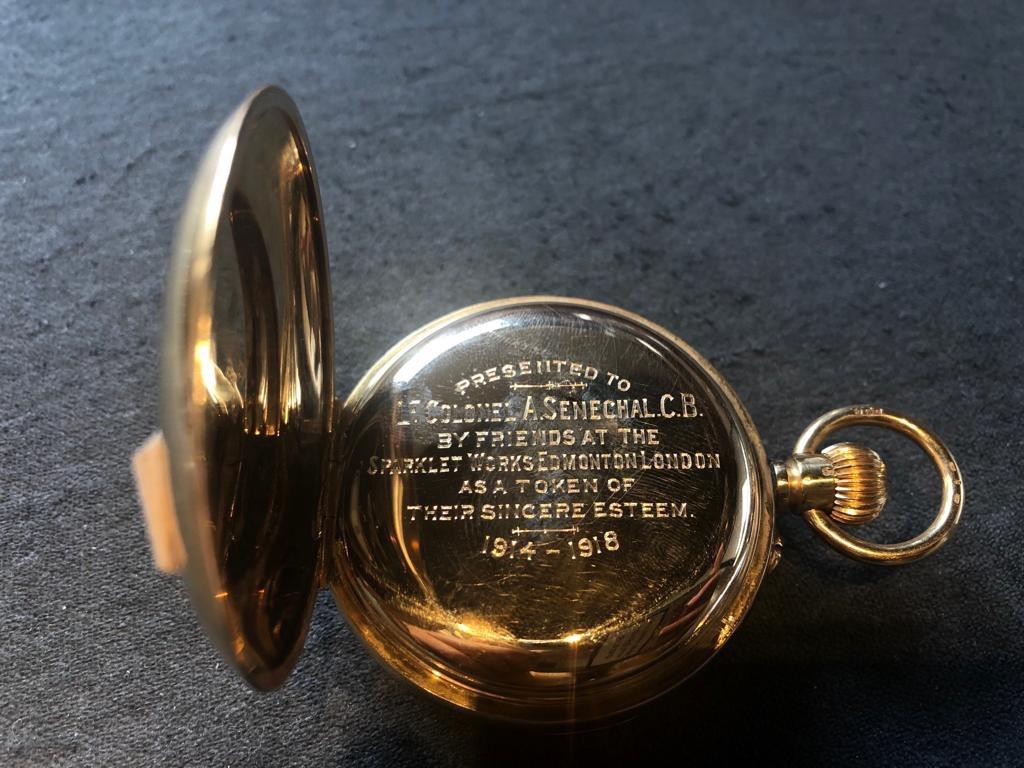 Art Nouveau Swiss Gold Telemeter Open Face Chronograph Keyless Wind Pocket Watch, circa 1910