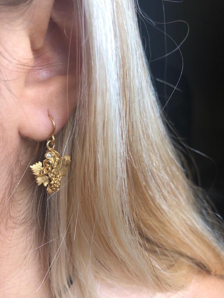 Modern Diamond Gold Archaeological Style Earrings For Sale