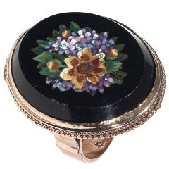 19th Century Italian Micro Mosaic Gold Flower Ring