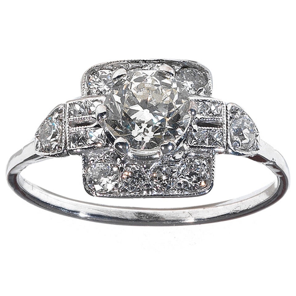 Diamond Gold Square Cluster Ring