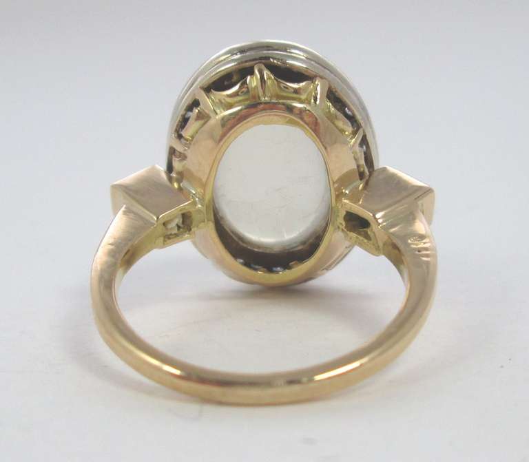 Moonstone Sapphire Diamond Gold Ring In Excellent Condition In Firenze, IT